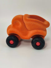 Load image into Gallery viewer, Rubbabu Micro Vehicle Assorted Orange Dump Truck toy vehicle