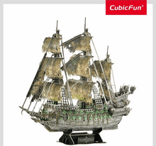 Load image into Gallery viewer, CubicFun LED Flying Dutchman 3D Puzzle 360pc puzzle