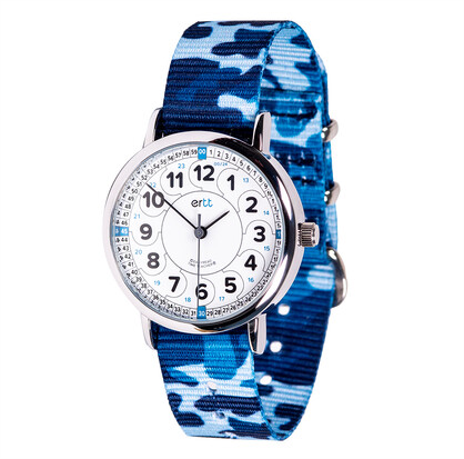 EasyRead Time Teacher Watches - CAMO Blue Camo White Blue 12 24hr Learning Aid