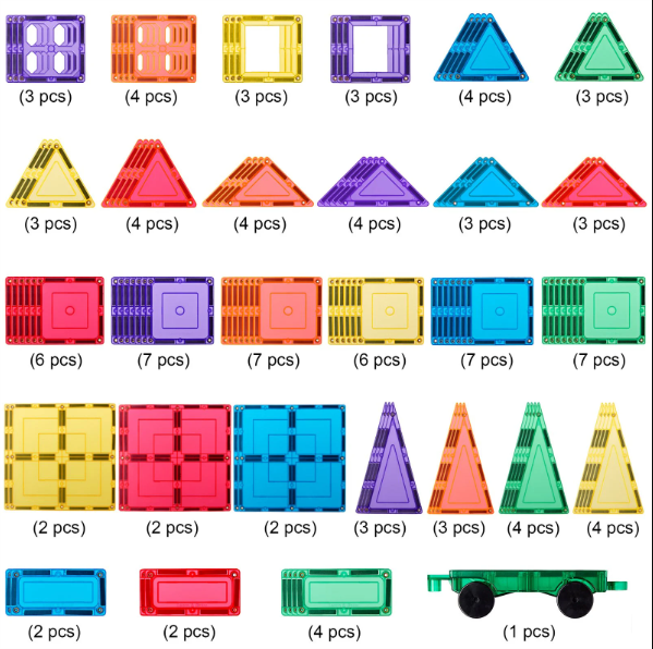 Learn & Grow Toys Magnetic Tiles 110pc Pack Construction