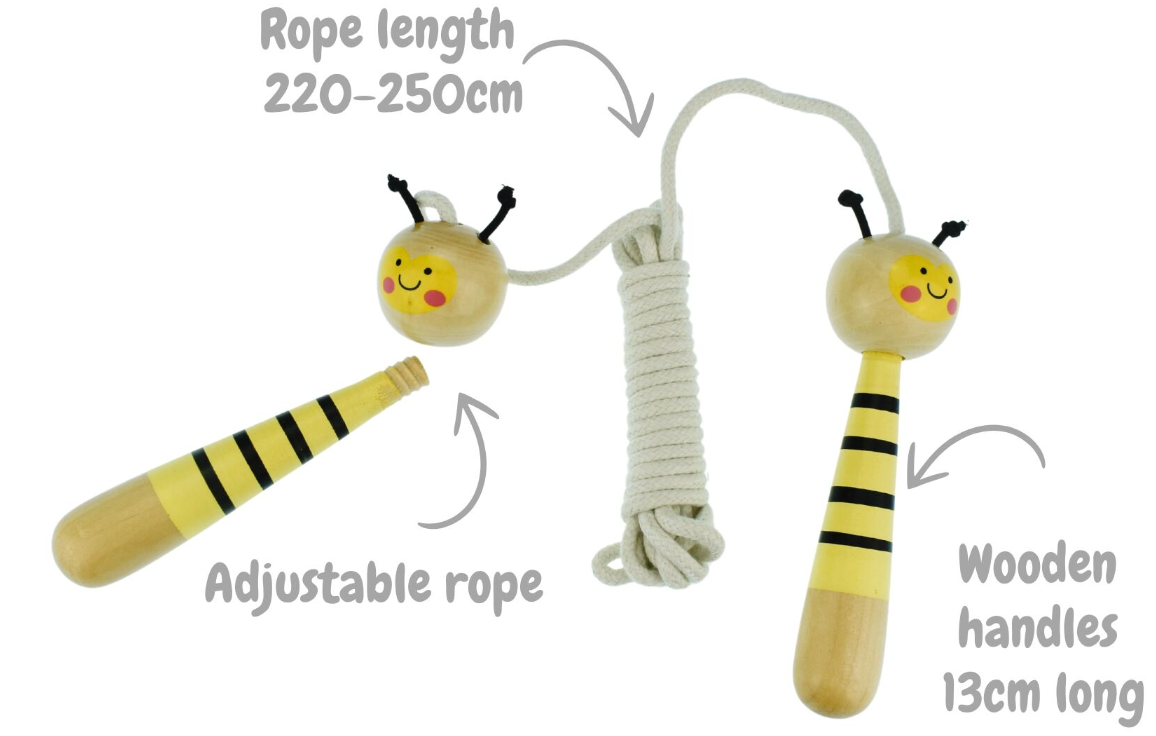 Buzzy Days Bee Wooden Adjustable Skipping Rope