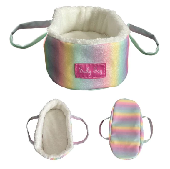 Sally Fay Rainbow Fur Lined Moses Basket Doll