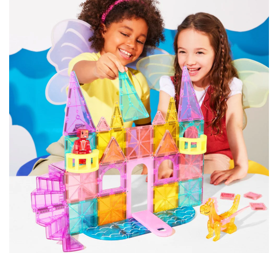 Magna Tiles Castle DLX + MicroMAGS 48pc magnetic toy
