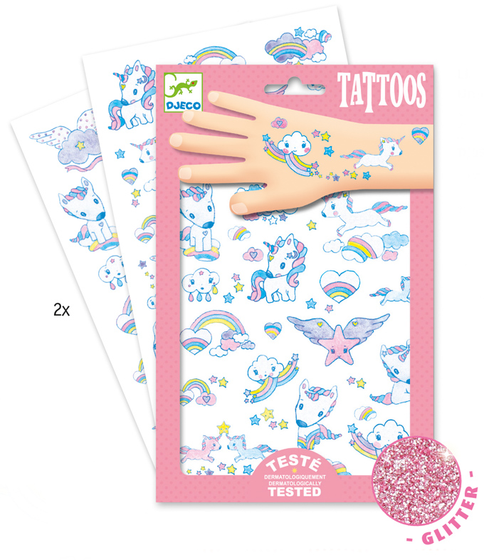Djeco Temporary Tattoos Unicorns 50pc Art and Craft