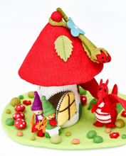 Load image into Gallery viewer, Tara Treasures Fairies &amp; Gnomes House w/ Red Roof
