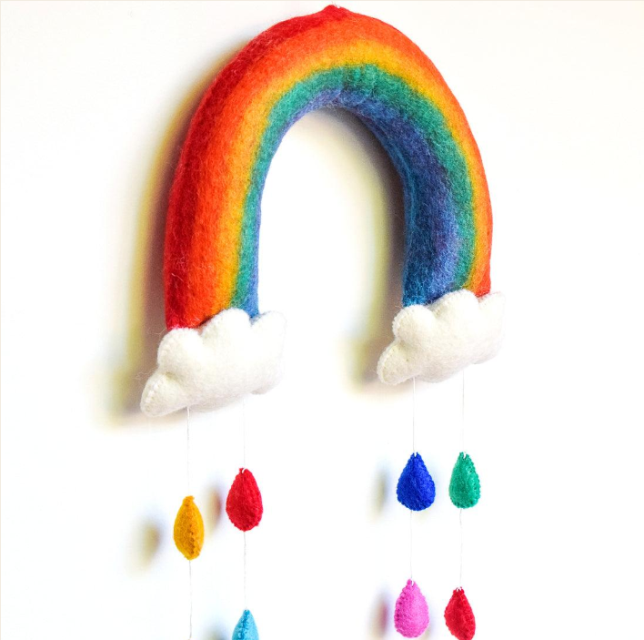 Tara Treasures Nursery Mobile Rainbow with Raindrops