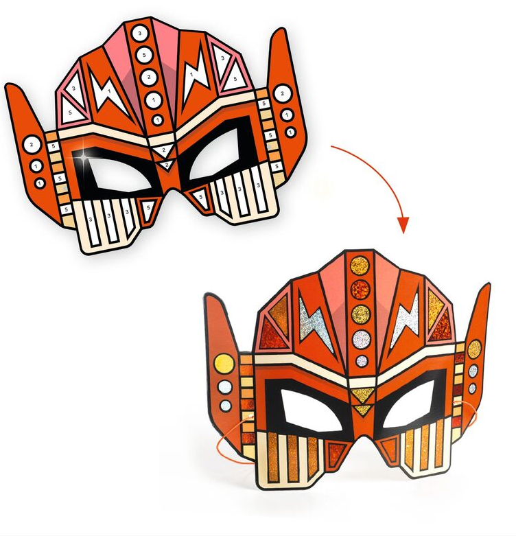 Djeco DIY Super Robot Masks with Metallic Stickers Art & Craft Kits
