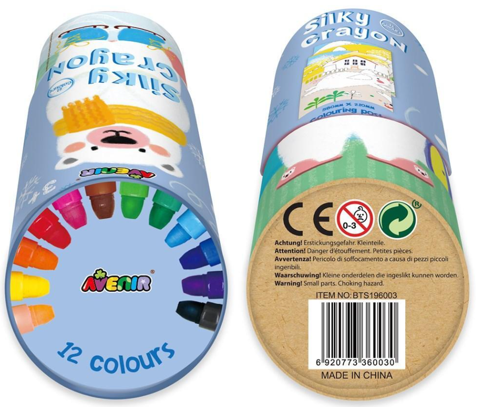 Avenir Silky Crayons 12pc Polar Bear Edition