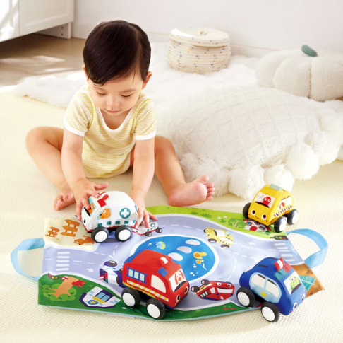 Hape Pull Back Plush Car Set