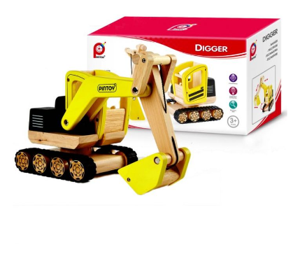 Pintoy Wooden Digger toy car