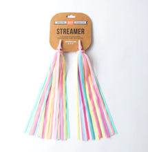 Load image into Gallery viewer, BEEP Bike & Scooter Real Ribbon Streamers Pastel Rainbow ribbons