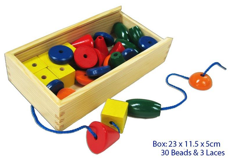Viga Wooden Beads 30pc with 3 Laces
