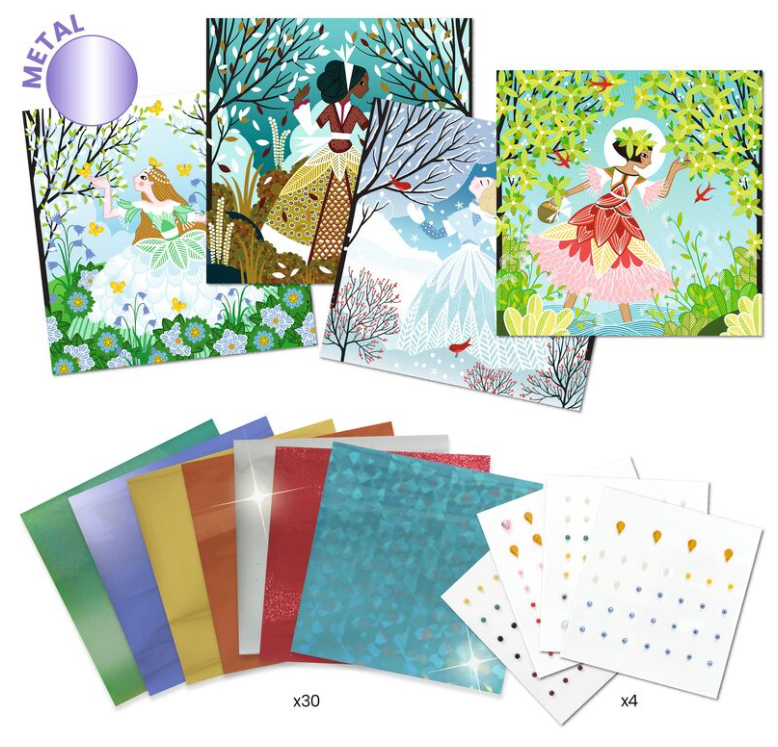 Djeco Dresses In Seasonal Colours Foil Art Craft Kit
