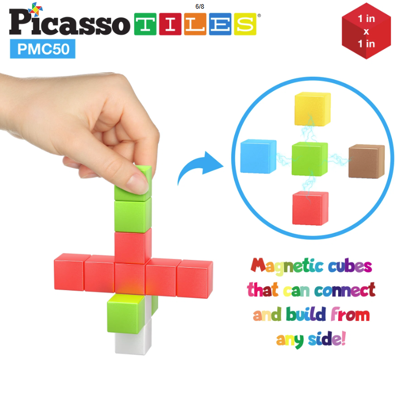 Picasso Tiles 50pc Magnetic Building Cubes