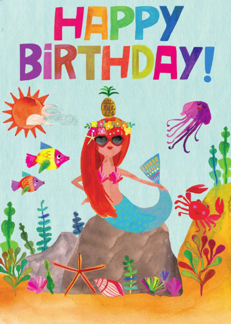 Birthday Card Mermaids by Katherine Herrel