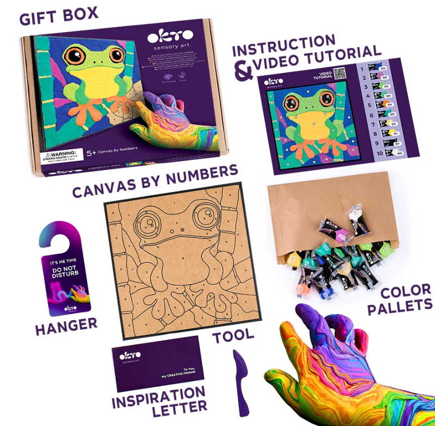 Okto Sensory Art Frog Colouring with Clay Set 29cm x 29cm
