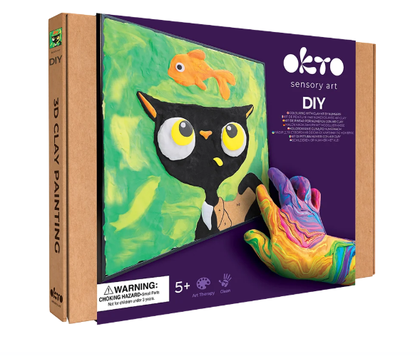 Okto Sensory Art Black Cat Colouring with Clay Set 29cm x 29cm