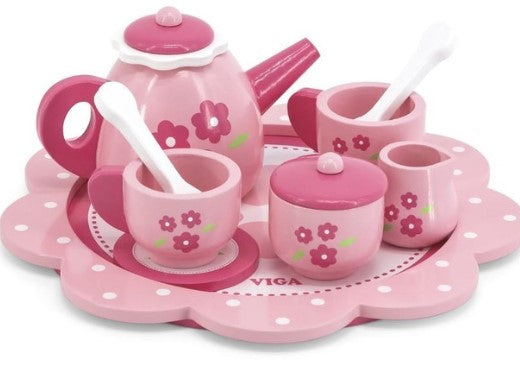 Viga Tea Set 12pc Wooden Pretend Food Play