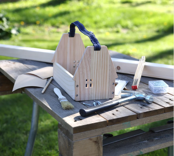 Micki Tool Wooden Tool Box with Real Tools and Accessories