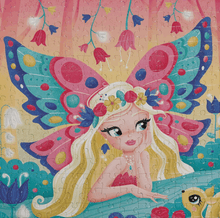 Load image into Gallery viewer, EurekaKids Butterfly Fairy Glitter Puzzle 200pc puzzle