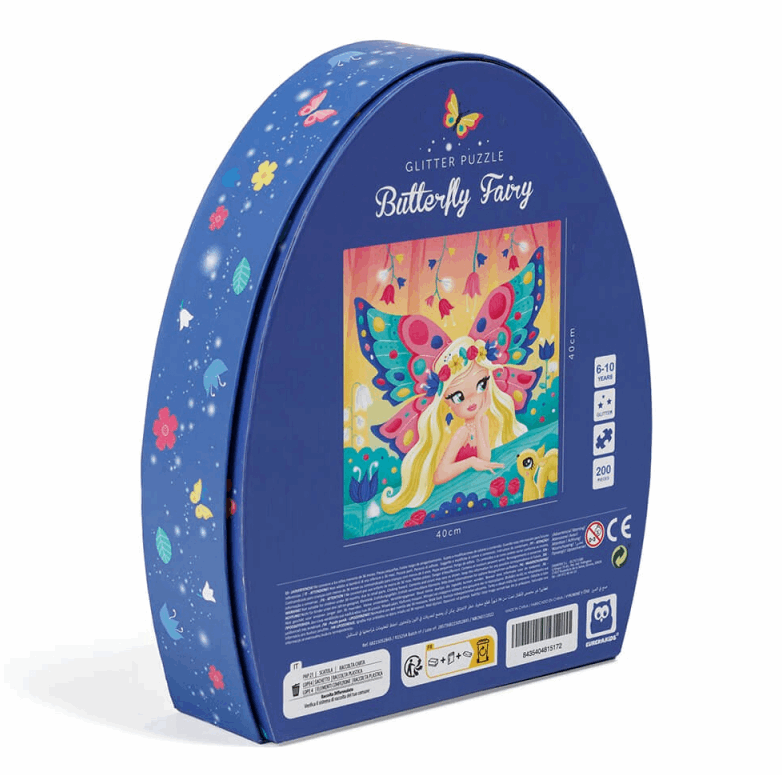 EurekaKids Butterfly Fairy Glitter Puzzle 200pc puzzle