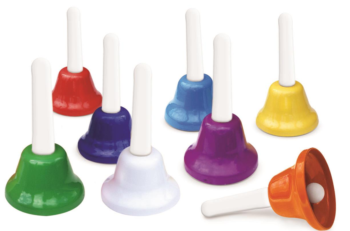 Hand Bell Set 8pc with Plastic Handles The Spinning Top Toy Store