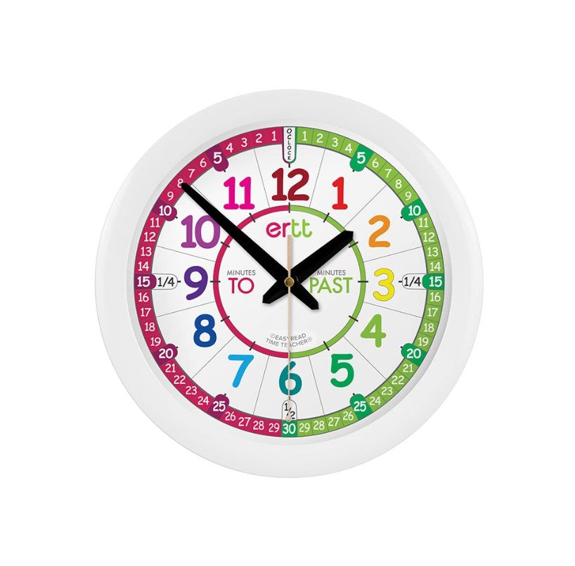 EasyRead Time Teacher Wall Clock Rainbow 12hr Learning Aid