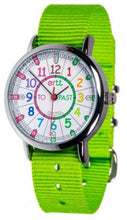 Load image into Gallery viewer, EasyRead Time Teacher Watch - Standard Rainbow Past To Lime Strap Learning Aid
