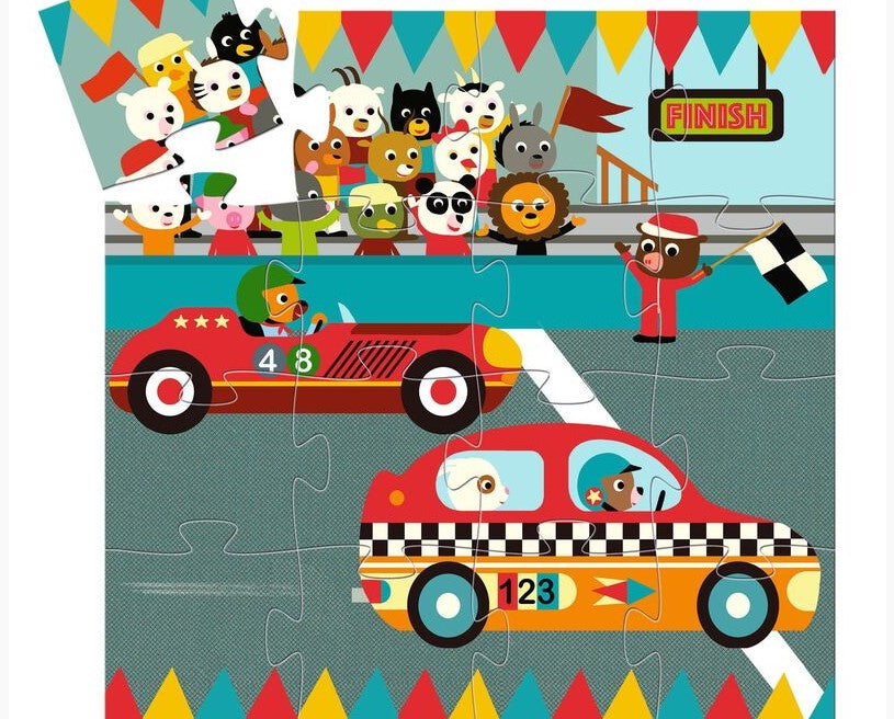 Djeco the Racing Car 16pc Silhouette Puzzle Puzzle