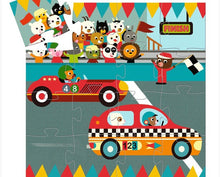 Load image into Gallery viewer, Djeco the Racing Car 16pc Silhouette Puzzle Puzzle