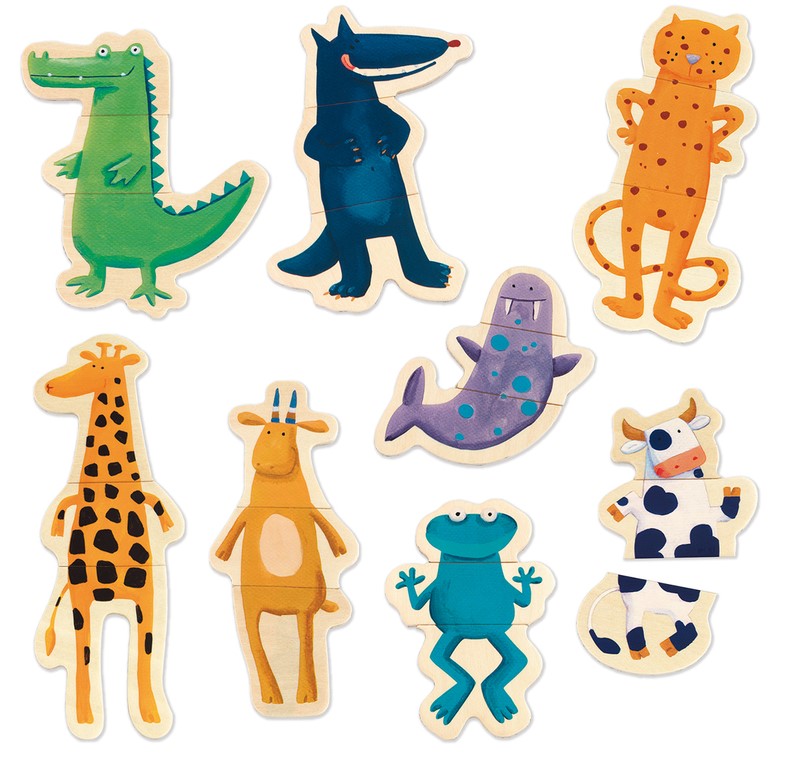 Djeco Wooden Magnetic Crazy Animals Set Learning Aid