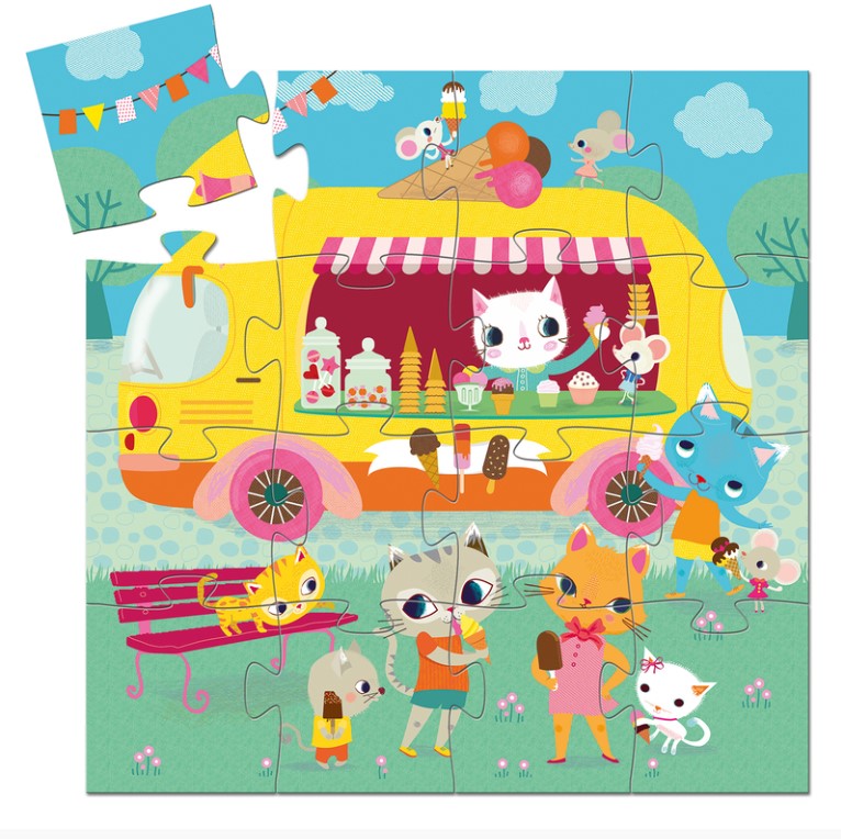 Djeco Ice Cream Truck 16pc Silhouette Puzzle Puzzle