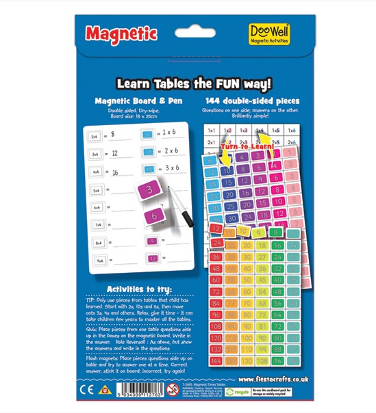 Fiesta Crafts MAgnetic Times Tables from 1 to 12 Learning Aid