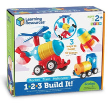 Load image into Gallery viewer, Learning Resources 1 2 3 Build It Rocket, Train, Helicopter Construction