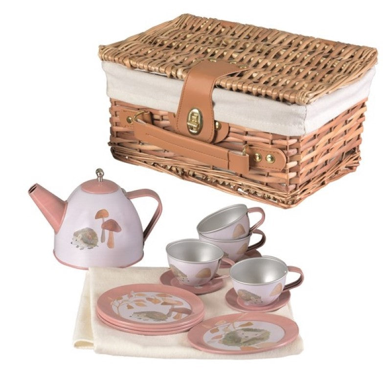 Egmont Toys Wicker Basket Tin Tea Set Hedgehog Pretend Food Play
