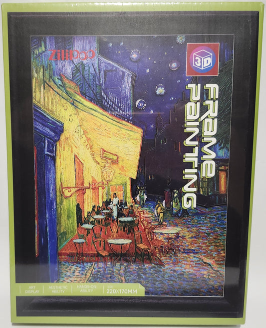 Zilipoo 3D Frame Painting Cafe Terrace At Night