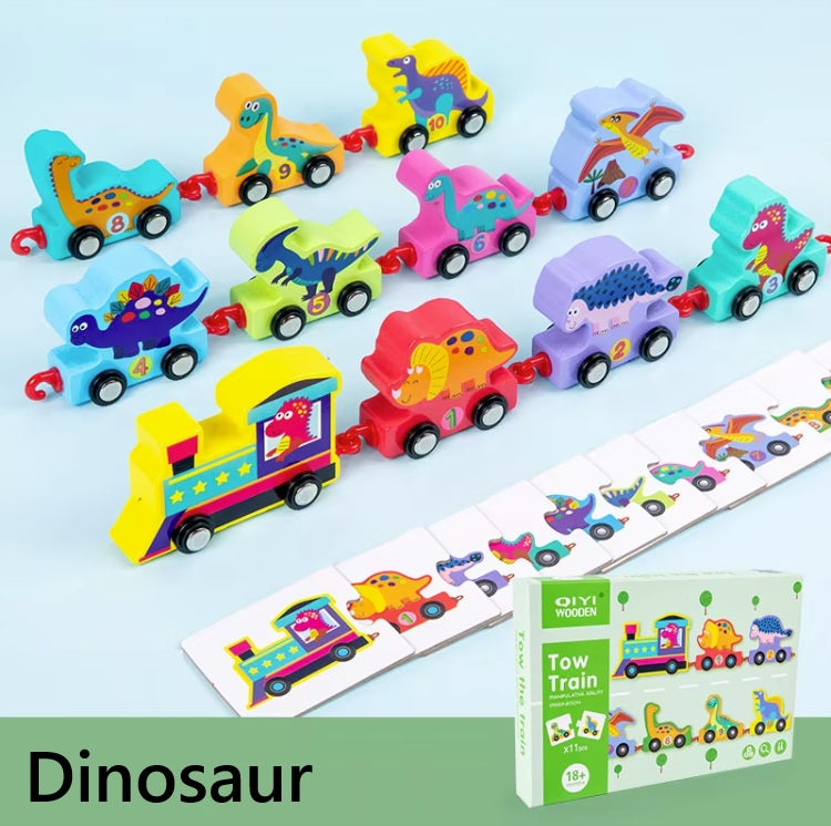 Wooden Train Set Dinosaur