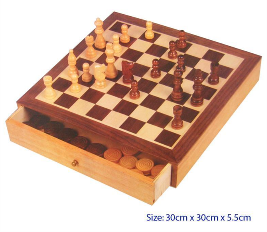Chess and Checkers Set -Wooden box Game