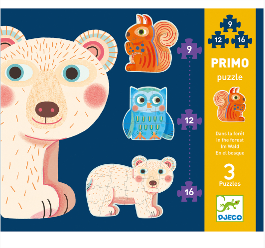 Djeco In The Forest 9, 12, 16pc Progressive Puzzle Puzzle