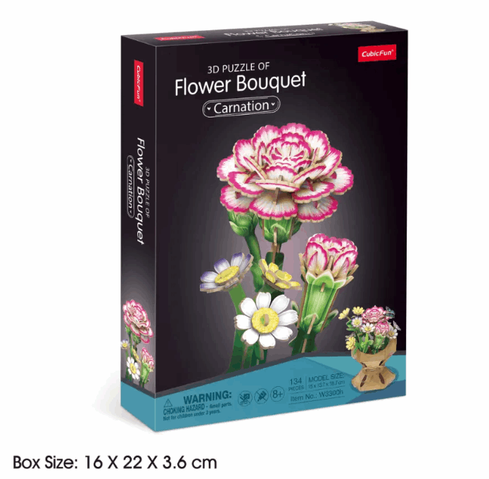 CubicFun 3D Puzzle Flower Bouquet Carnation 134pc Art & Craft