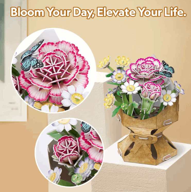 CubicFun 3D Puzzle Flower Bouquet Carnation 134pc Art & Craft