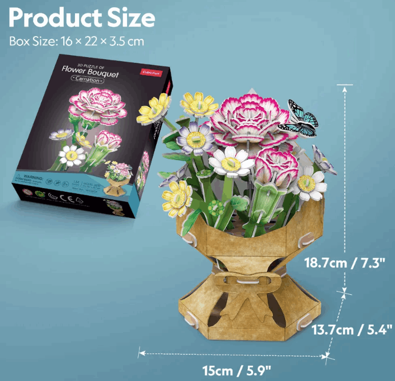 CubicFun 3D Puzzle Flower Bouquet Carnation 134pc Art & Craft