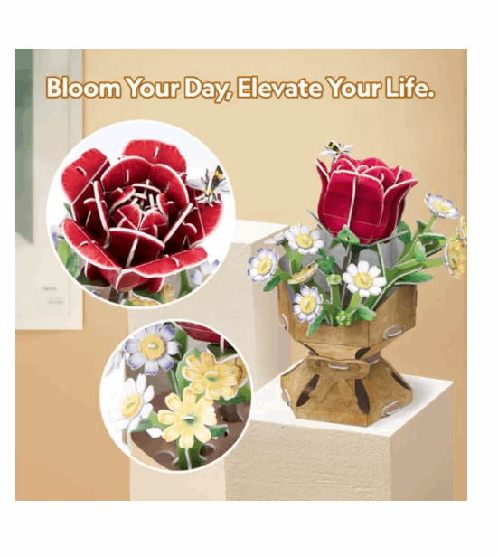 CubicFun 3D Puzzle Flower Bouquet Rose 120pc Art & Craft