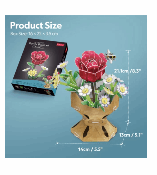CubicFun 3D Puzzle Flower Bouquet Rose 120pc Art & Craft