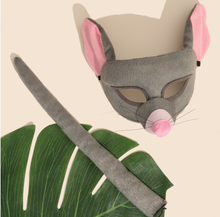 Load image into Gallery viewer, Sweida&#39;s Little Safari Deluxe Animal Mask &amp; Tail Set - Possum
