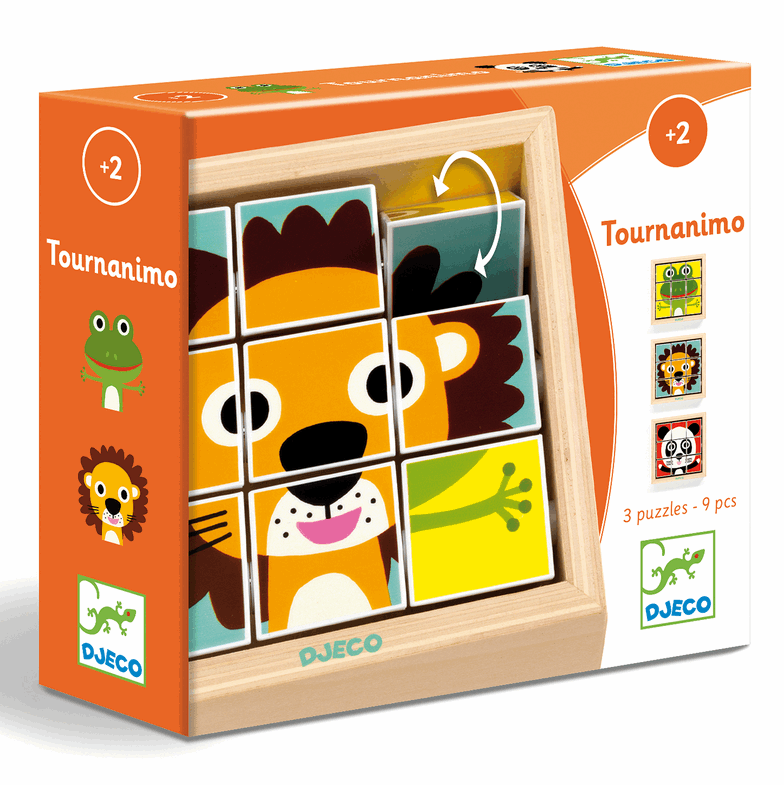 Touranimo (Safari) 9 Wooden Swivel Puzzles Pieces in Frame Puzzle