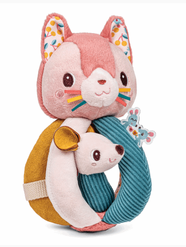 Lilliputiens Jeanne Cat Rattle with Handles Baby Activity Toys