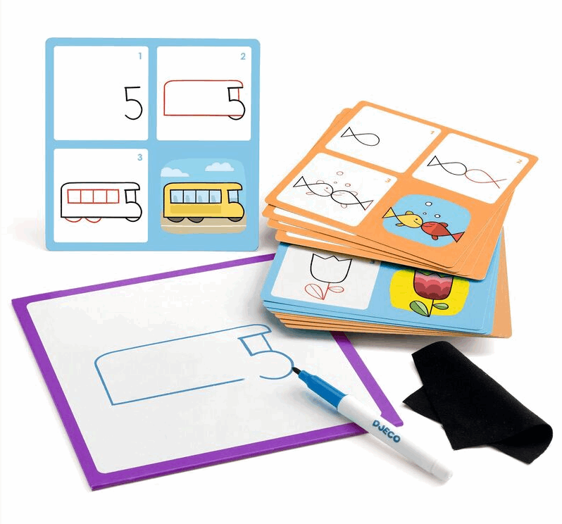 Djeco Step by Step Learn to Draw Basic with White Board Art & Craft Kits