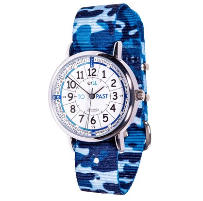 EasyRead Time Teacher Watches - CAMO Blue Camo White Blue Past To Learning Aid