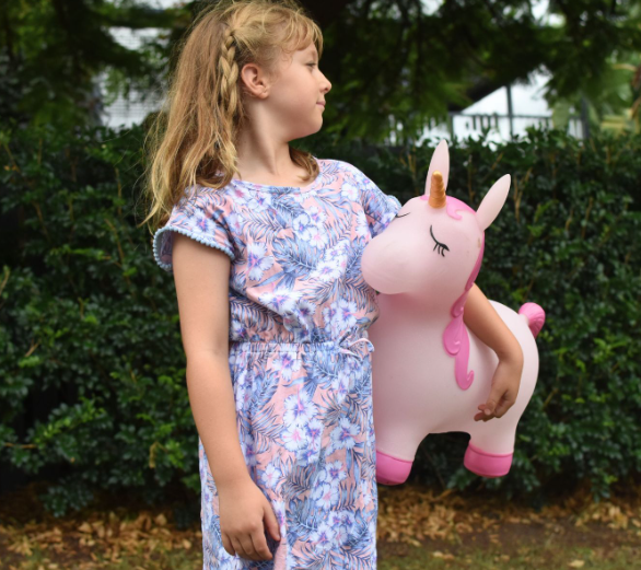 Kaper Kidz Bouncy Rider Pink Pearl Unicorn Ride On